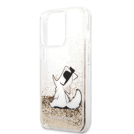 Apple iPhone 13 Pro Max Karl Lagerfeld Liquid Glitter Choupette Eats tok (Arany - KLHCP13XGCFD)