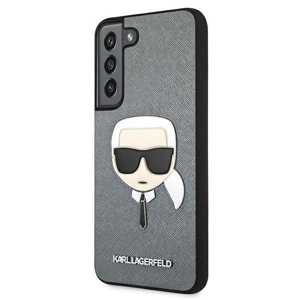 Samsung Galaxy S22 5G Karl Lagerfeld PU Saffiano Karl Head tok (Ezüst - KLHCS22SSAKHSL)