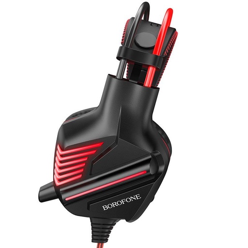 Borofone BO101 gamer fejhallgató,mikrofonnal, USB-A+USB-A+ 3.5mm csatlakozóval, led fénnyel, piros