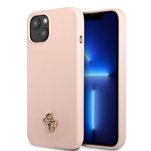Apple iPhone 13 Guess 4G Silicone Metal Logo tok (Rózsaszín) - GUHCP13MS4LP