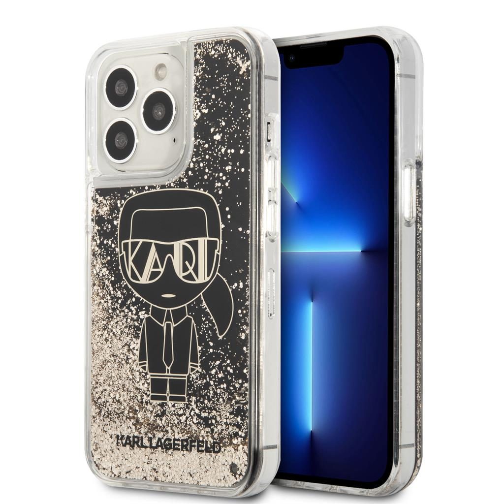Apple iPhone 13 Pro Karl Lagerfeld Liquid Glitter Gatsby tok (Fekete) – KLHCP13LLGGKBK