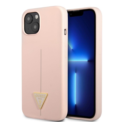 Apple iPhone 13 mini Guess Silicone Line Triangle tok (Rózsaszín) - GUHCP13SSLTGP
