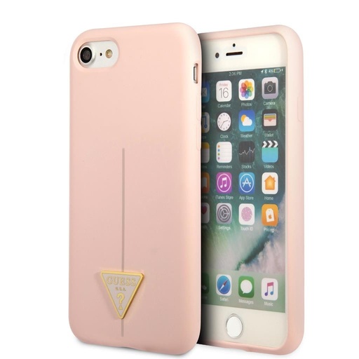 Apple iPhone 7 / iPhone 8 / iPhone SE 2020 / iPhone SE 2022 GUESS Silicon triangle prémium hátlap tok (Pink - GUHCI8SLTGP)