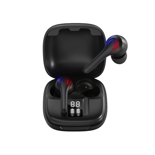 XO X8 vezeték nélküli headset, BT v5.0, töltőtok 300mAh, fülhallgató 25mAh, akár 3 órányi hívás/zene , fekete
