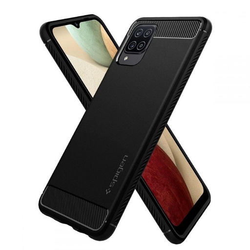 Samsung Galaxy A12 Spigen Rugged armor ütésálló tok, (Fekete)