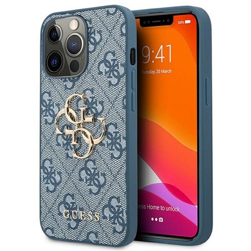 Apple iPhone 13 Guess PU 4G Metal Logo tok (Kék) - GUHCP13M4GMGBL