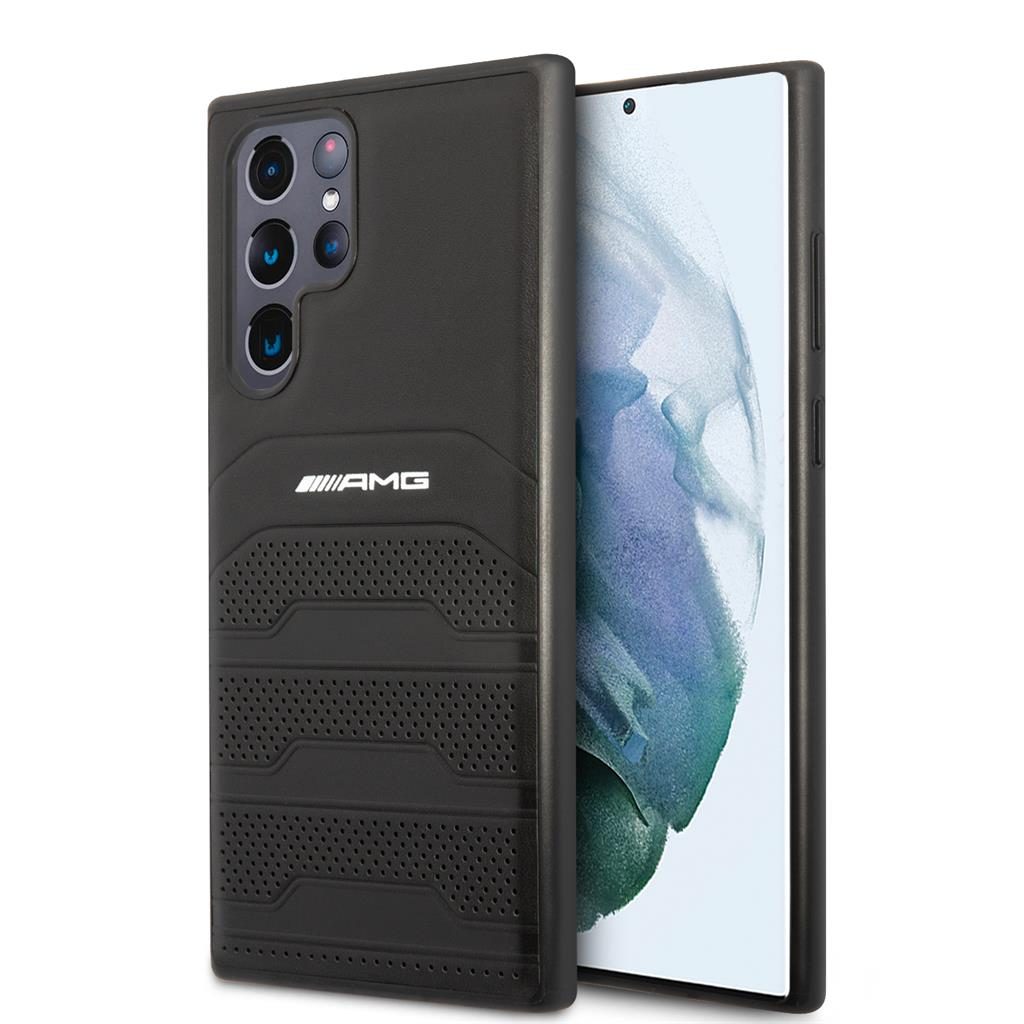 Samsung Galaxy S22 Ultra AMG bőr hátlap tok (Fekete) - AMHCS22LGSEBK