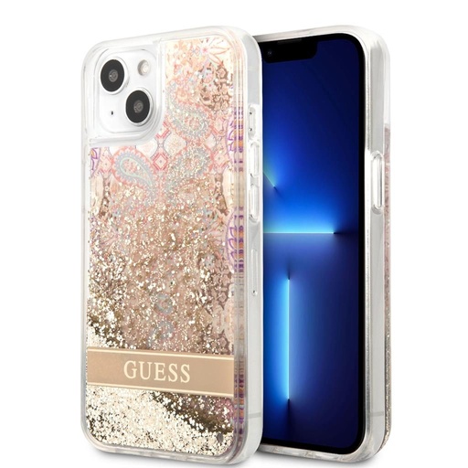 Apple iPhone 13 mini Guess Liquid Glitter Paisley tok (Arany) - GUHCP13SLFLSD