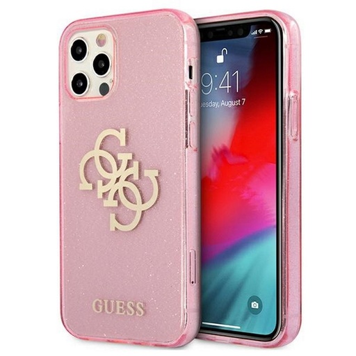 Apple iPhone 12 / iPhone 12 Pro GUESS TPU Big 4G Full Glitter iPhone hátlap tok (Rózsaszín - GUHCP12MPCUGL4GPI)