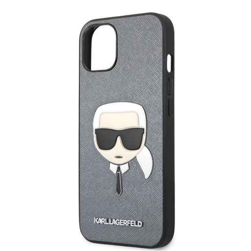 Apple iPhone 13 mini Karl Lagerfeld PU Saffiano Karl Head tok (Ezüst) – KLHCP13SSAKHSL