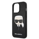 Apple iPhone 13 Pro Karl Lagerfeld PU Saffiano Karl Head tok (Fekete) – KLHCP13LSAKHBK