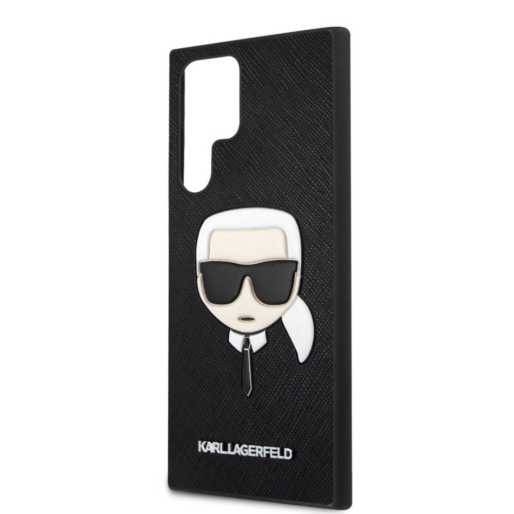Samsung Galaxy S22 Ultra Karl Lagerfeld PU Saffiano Karl Head tok (Fekete - KLHCS22LSAKHBK)