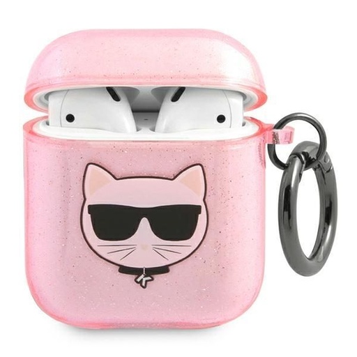 Apple AirPods 1/2 Karl Lagerfeld Choupette Glitter tok (Rózsaszín) – KLA2UCHGP