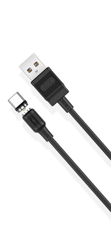 XO NB187 USB-C adatkábel (Fekete) – 1 m, 2.1A, PVC, mágneses csatlakozás