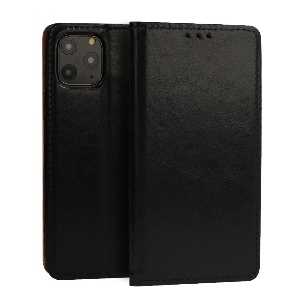 Apple iPhone 12/12 Pro eredeti bőr notesz tok (Fekete)