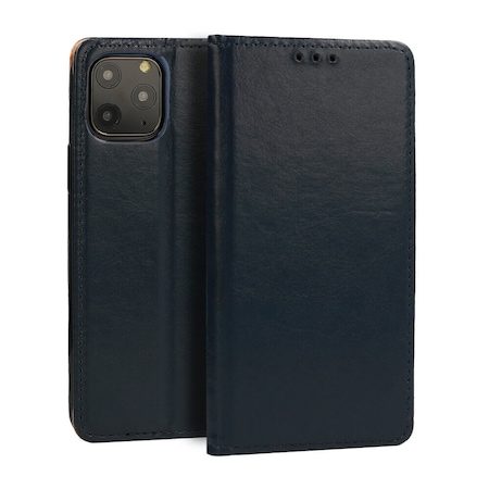 Samsung Galaxy A12 eredeti bőr notesz tok, (Kék)