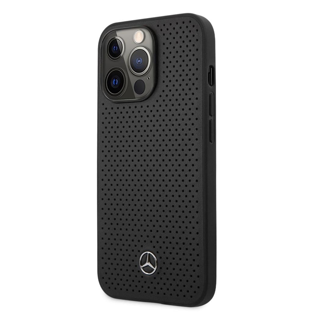 Apple iPhone 13 Pro Mercedes bőr hátlap tok (Fekete) - MEHCP13LDELBK