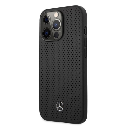 Apple iPhone 13 Pro Mercedes bőr hátlap tok (Fekete) - MEHCP13LDELBK