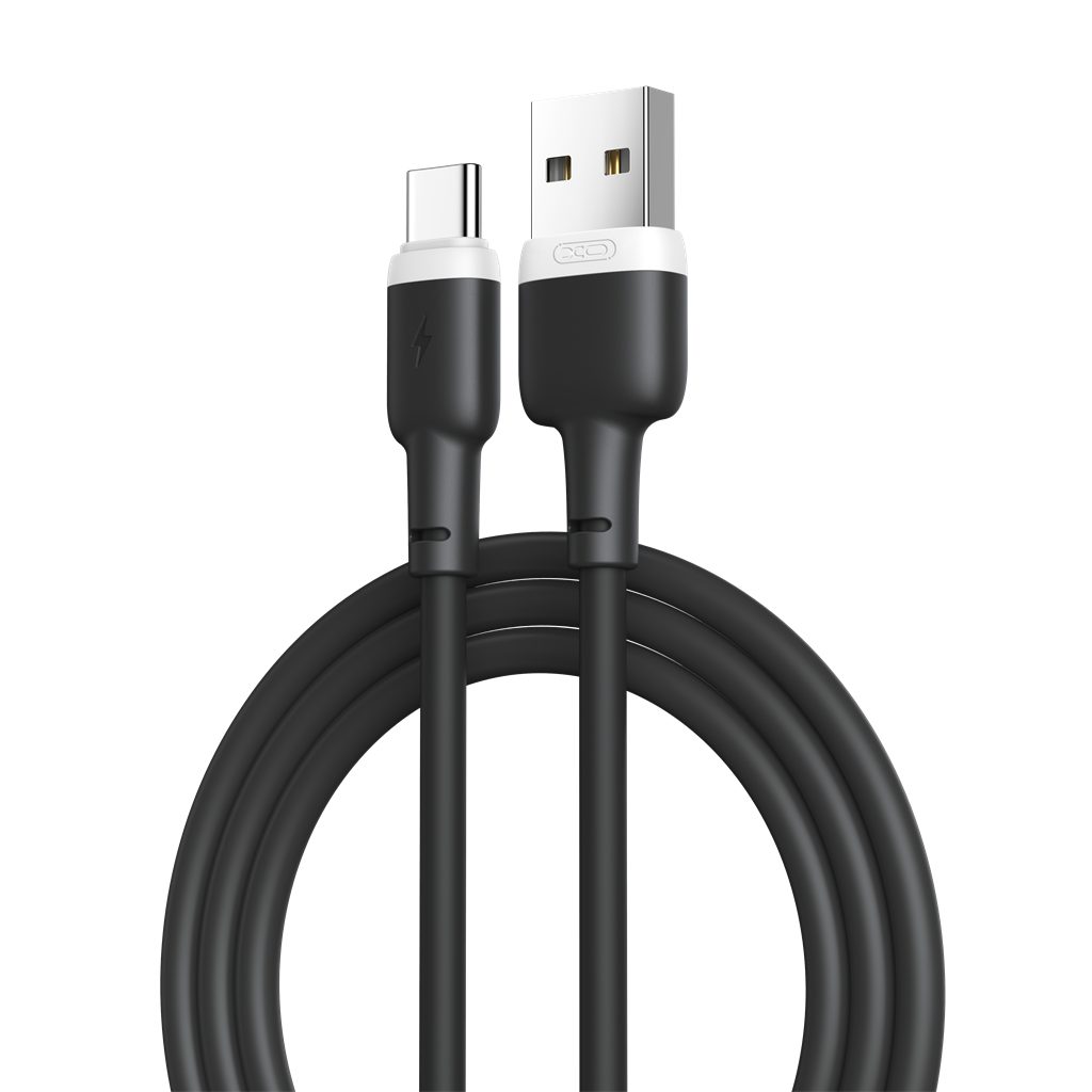XO NB208 USB-C adatkábel (Fekete) – puha szilikon borítás