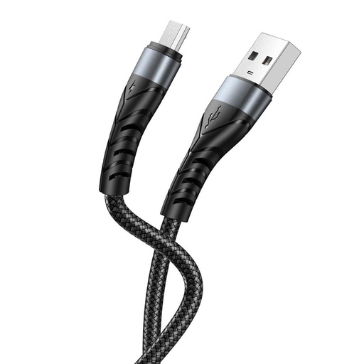 XO NB209 micro USB adatkábel (Fekete) – fonott borítás, alumínium ház, 1 m