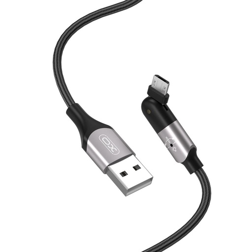 XO NB176 micro USB adatkábel (Fekete) – 1.2 m, 2.4A, 180°-ban elfordítható fej