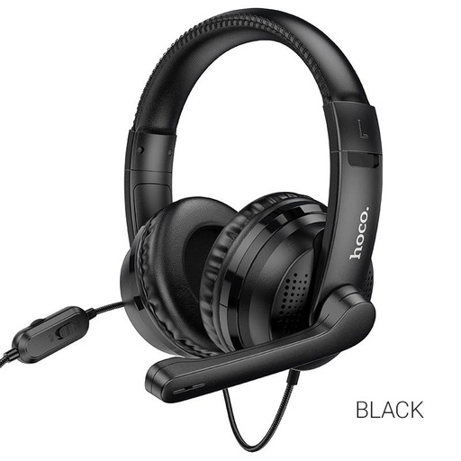 Hoco W103 vezetékes fejhallgató omnidirekcionális mikrofonnal, 3,5 mm-es csatlakozóval, 1,2 méteres kábellel, fekete