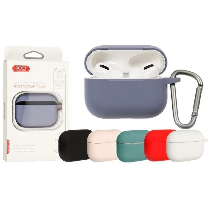 XO F70 szilikon fülhallgató tok AirPods Pro-hoz akasztóval (Rózsaszín)