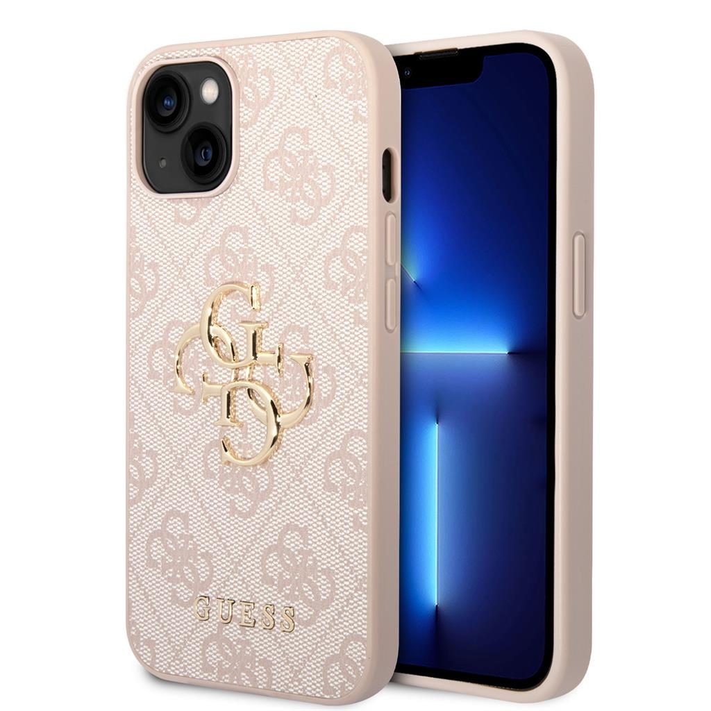 Apple iPhone 14 Guess PU 4G Metal Logo tok (Rózsaszín) - GUHCP14S4GMGPI