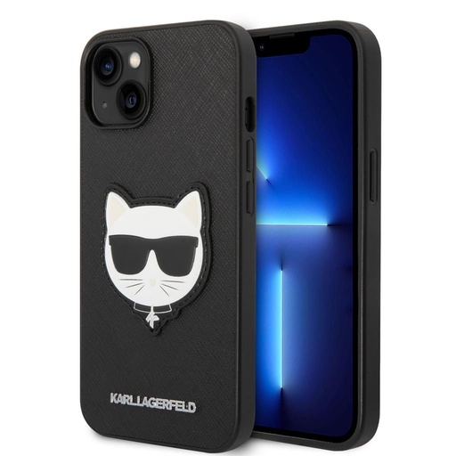 Apple iPhone 14 Plus Karl Lagerfeld PU Saffiano Choupette Head tok (Fekete) – KLHCP14MSAPCHK