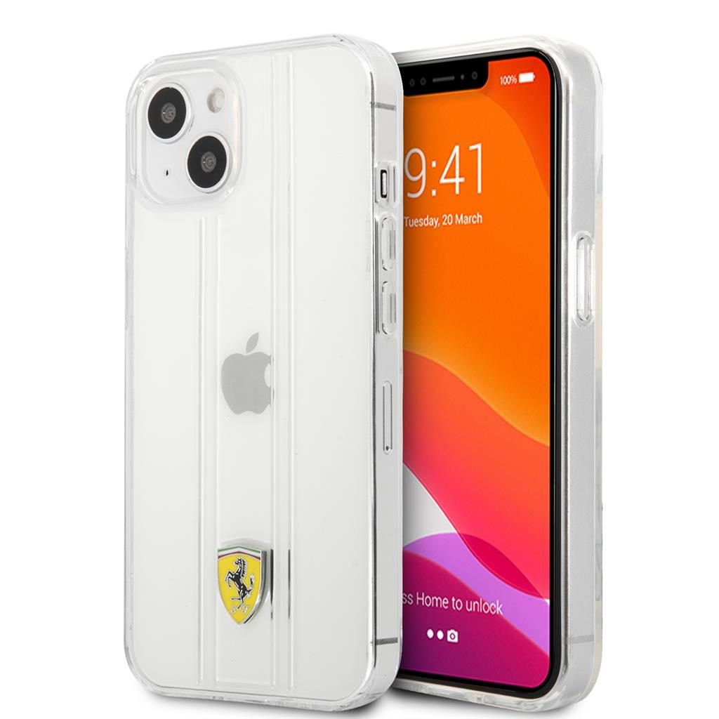 Apple iPhone 13 Ferrari 3D stripes prémium hátlap tok (Átlátszó) - FES3SHCP13MTR