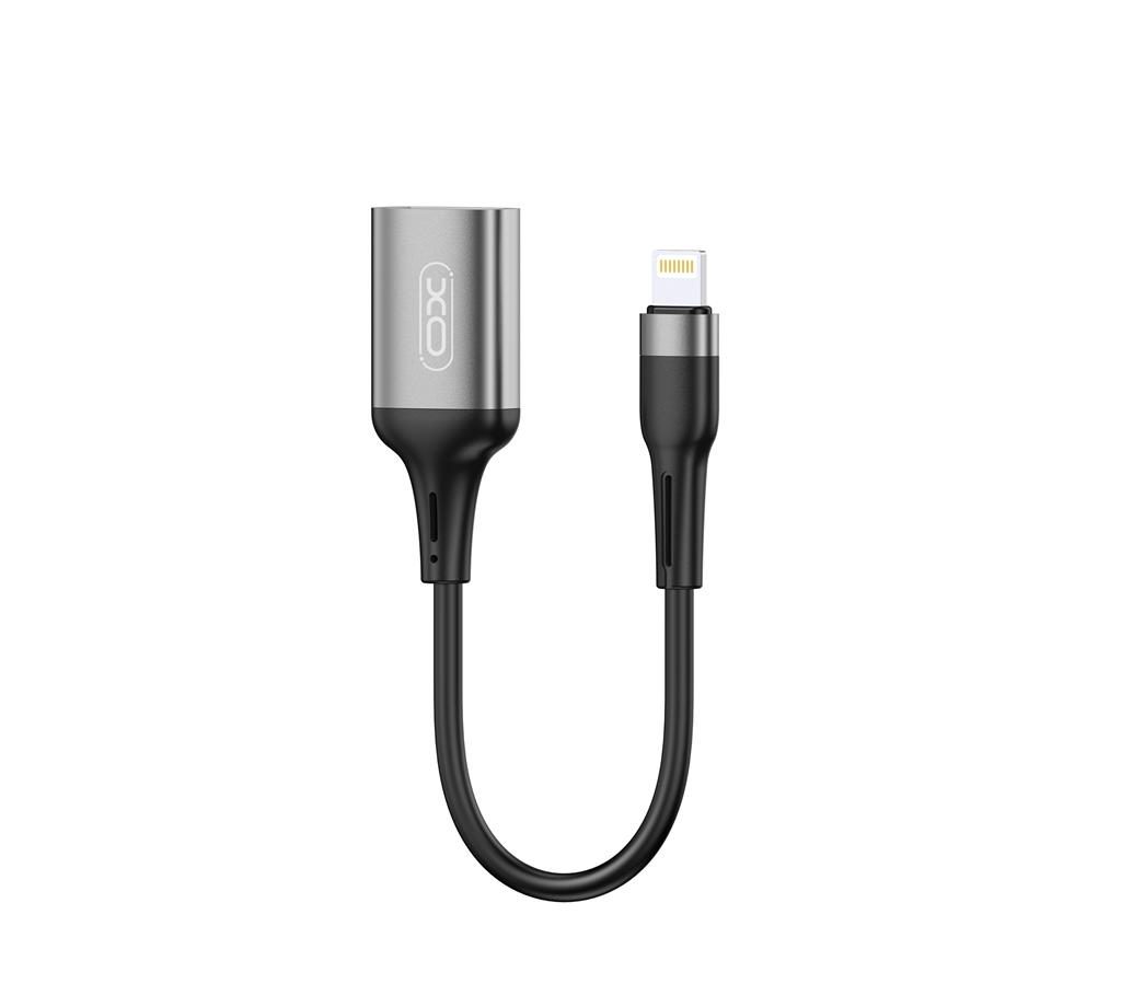 XO NB201 lightning adapter Lightning-USB-A átalakító, 150mm-es káblehosszal, fekete