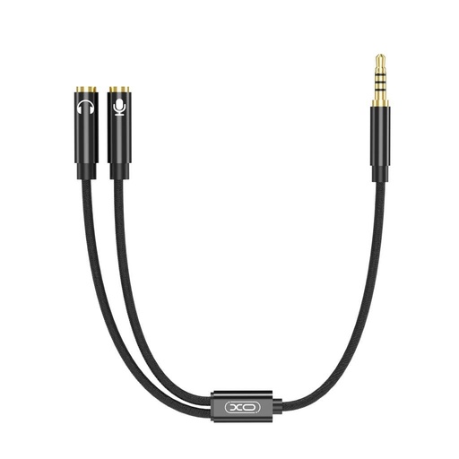 XO NB-R197 2 az 1-ben 3,5 mm-es jack adapter – mikrofon + hangkimenet (Fekete)