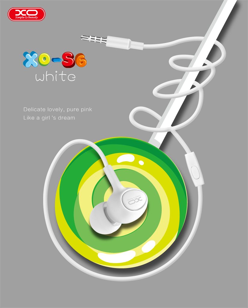 XO S6 Candy vezetékes fülhallgató (Fehér) – jack 3,5 mm csatlakozóval