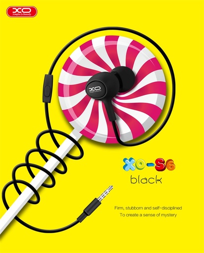 XO S6 Candy vezetékes fülhallgató (Fekete) – jack 3,5 mm csatlakozóval