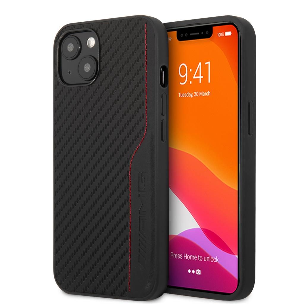 Apple iPhone 13 Mini AMG karbon mintás szilikon hátlap tok (Fekete) - AMHCP13SDEBK