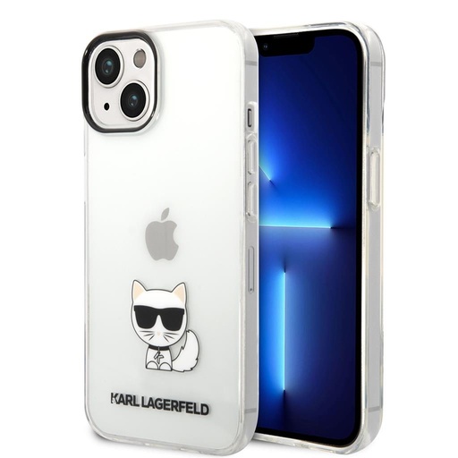 Apple iPhone 14 Plus (Átlátszó) Karl Lagerfeld Choupette Logo tok - KLHCP14MCTTR