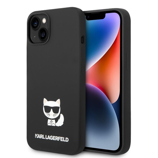 Apple iPhone 14 Plus Karl Lagerfeld Liquid Silicone Choupette tok (Fekete) – KLHCP14MSLCTBK