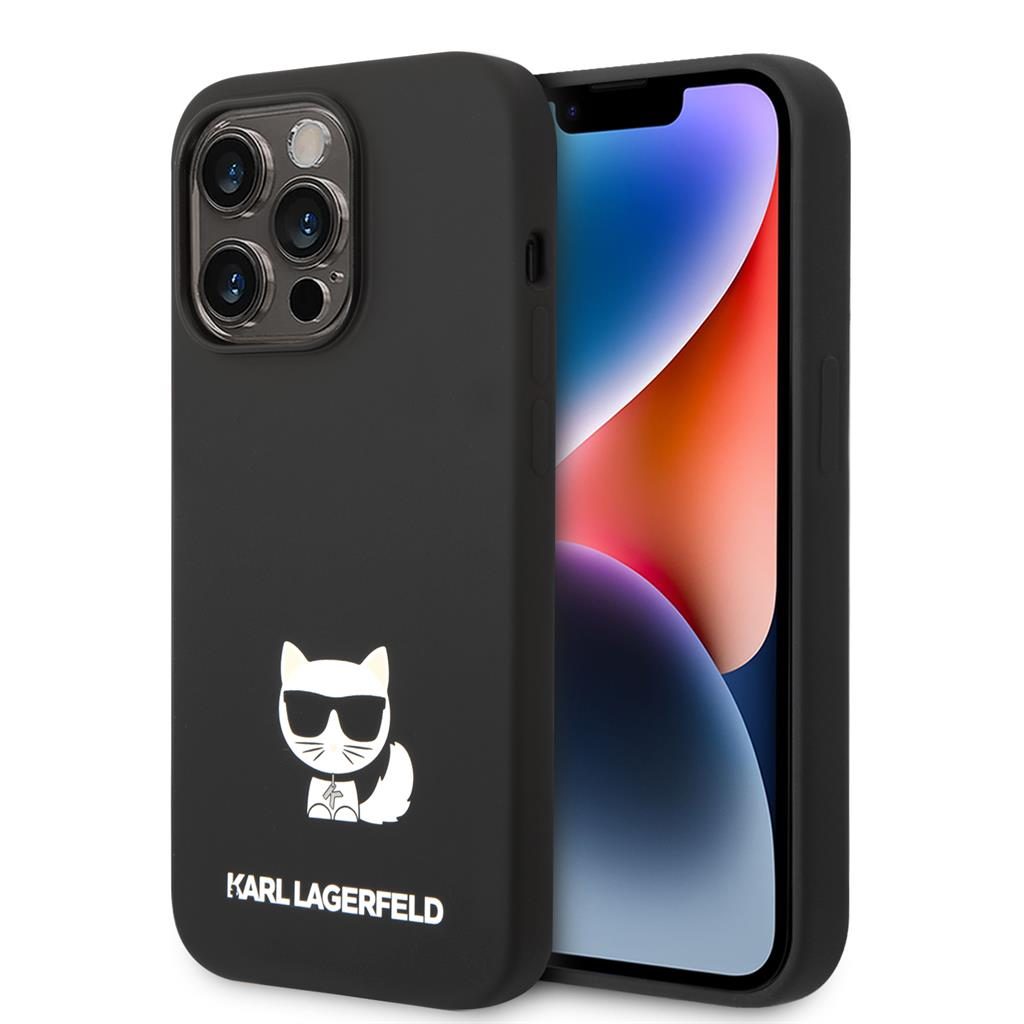 Apple iPhone 14 Pro Max Karl Lagerfeld Liquid Silicone Choupette tok (Fekete) – KLHCP14XSLCTBK