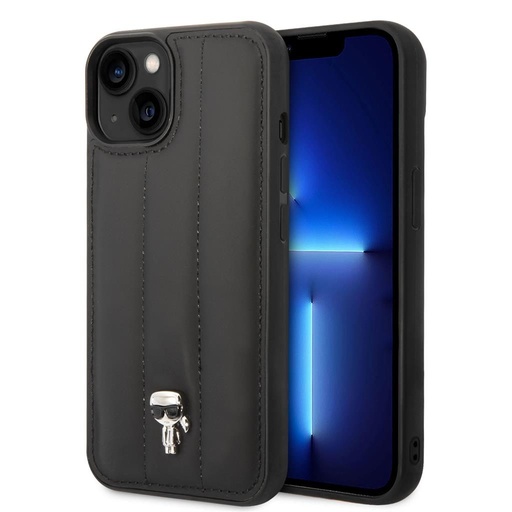 Apple iPhone 14 Karl Lagerfeld Quilted Puffy Ikonik Logo tok (Fekete) – KLHCP14SPSQPK
