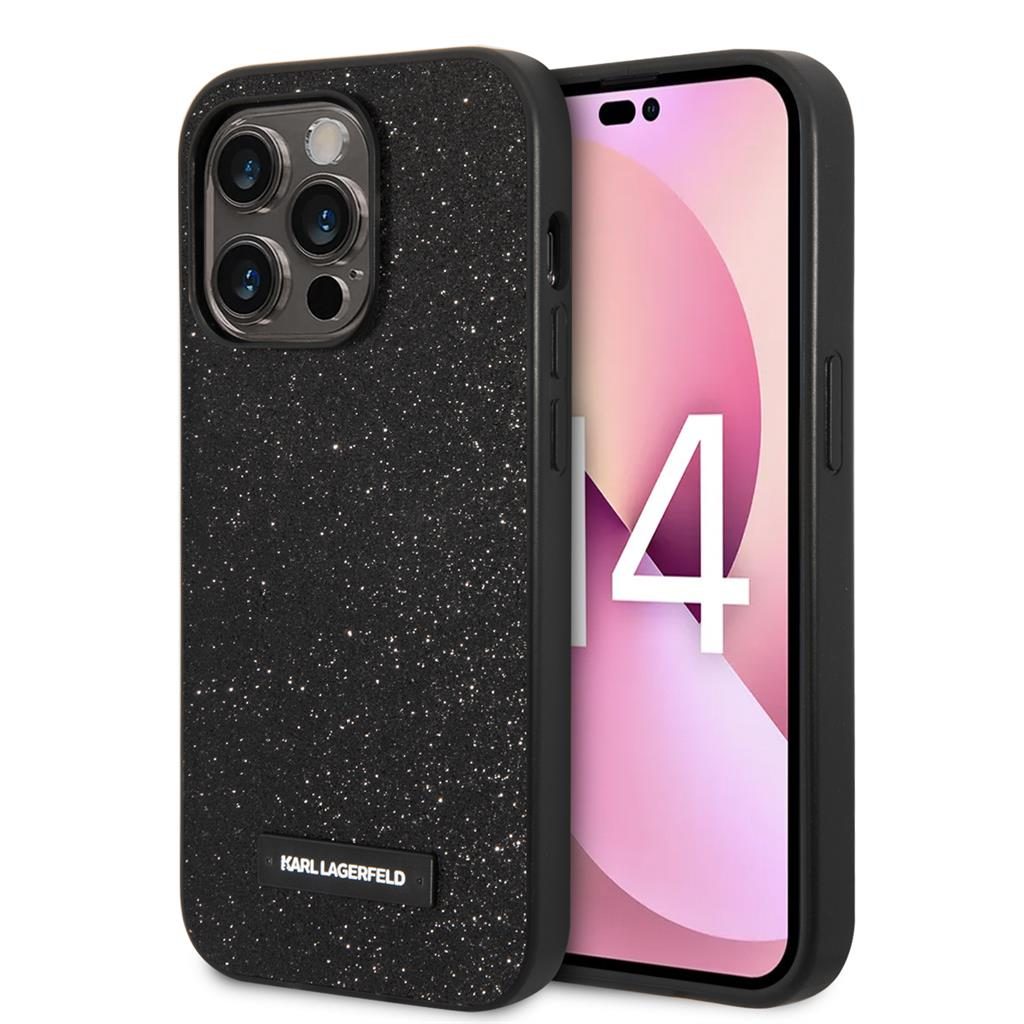 Apple iPhone 14 Pro Max Karl Lagerfeld Glitter Plague tok (Fekete) – KLHCP14XG2ELK