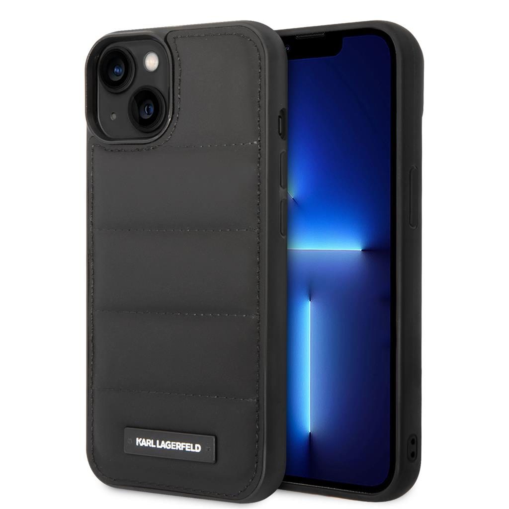 Apple iPhone 14 Plus Karl Lagerfeld Quilted Puffy Metal Logo tok (Fekete) – KLHCP14MPSQAK