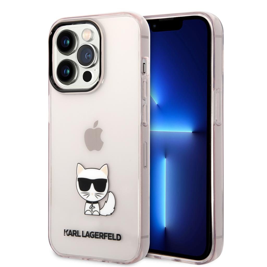 Apple iPhone 14 Pro Max (Rózsaszín) Karl Lagerfeld Choupette Logo tok - KLHCP14XCTTRI