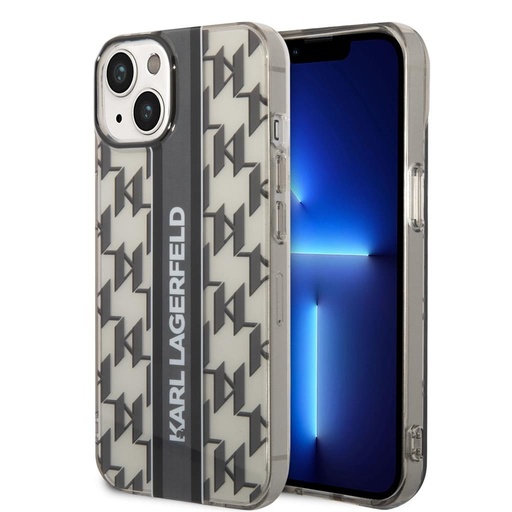 Apple iPhone 14 Plus Karl Lagerfeld Monogram Vertical Stripe tok (Fekete) – KLHCP14MHKLSPCK