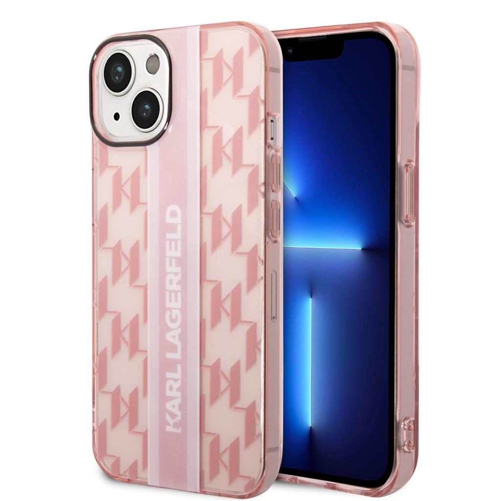 Apple iPhone 14 Plus Karl Lagerfeld Monogram Vertical Stripe tok (Rózsaszín) – KLHCP14MHKLSPCP