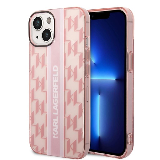Apple iPhone 14 Plus Karl Lagerfeld Monogram Vertical Stripe tok (Rózsaszín) – KLHCP14MHKLSPCP