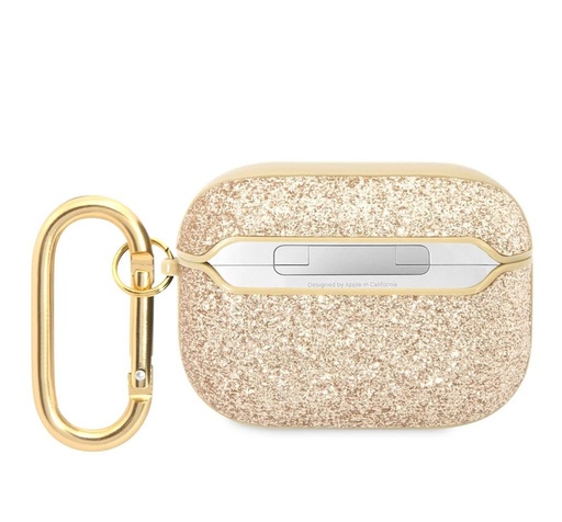 AirPods Pro Guess Glitter Flakes Metal Logo tok (Arany) - GUAPHGGSHD