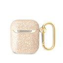 AirPods 1/2 Guess Glitter Flakes Metal Logo tok (Arany) - GUA2HGGSHD