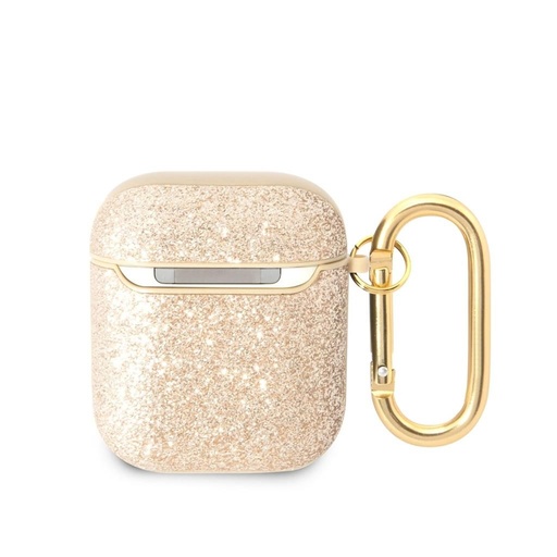 AirPods 1/2 Guess Glitter Flakes Metal Logo tok (Arany) - GUA2HGGSHD