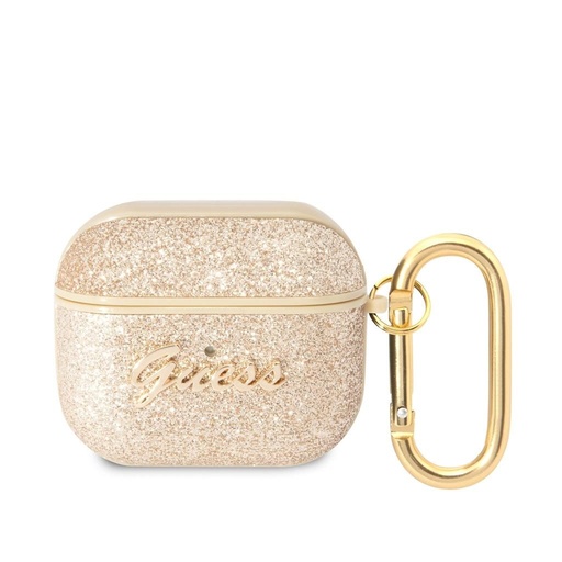 AirPods 3 Guess Glitter Flakes Metal Logo tok (Arany) - GUA3HGGSHD