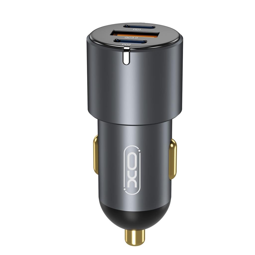 XO CC45 autós gyorstöltő 2 PD + QC 3.0 csatlakozóval, fekete